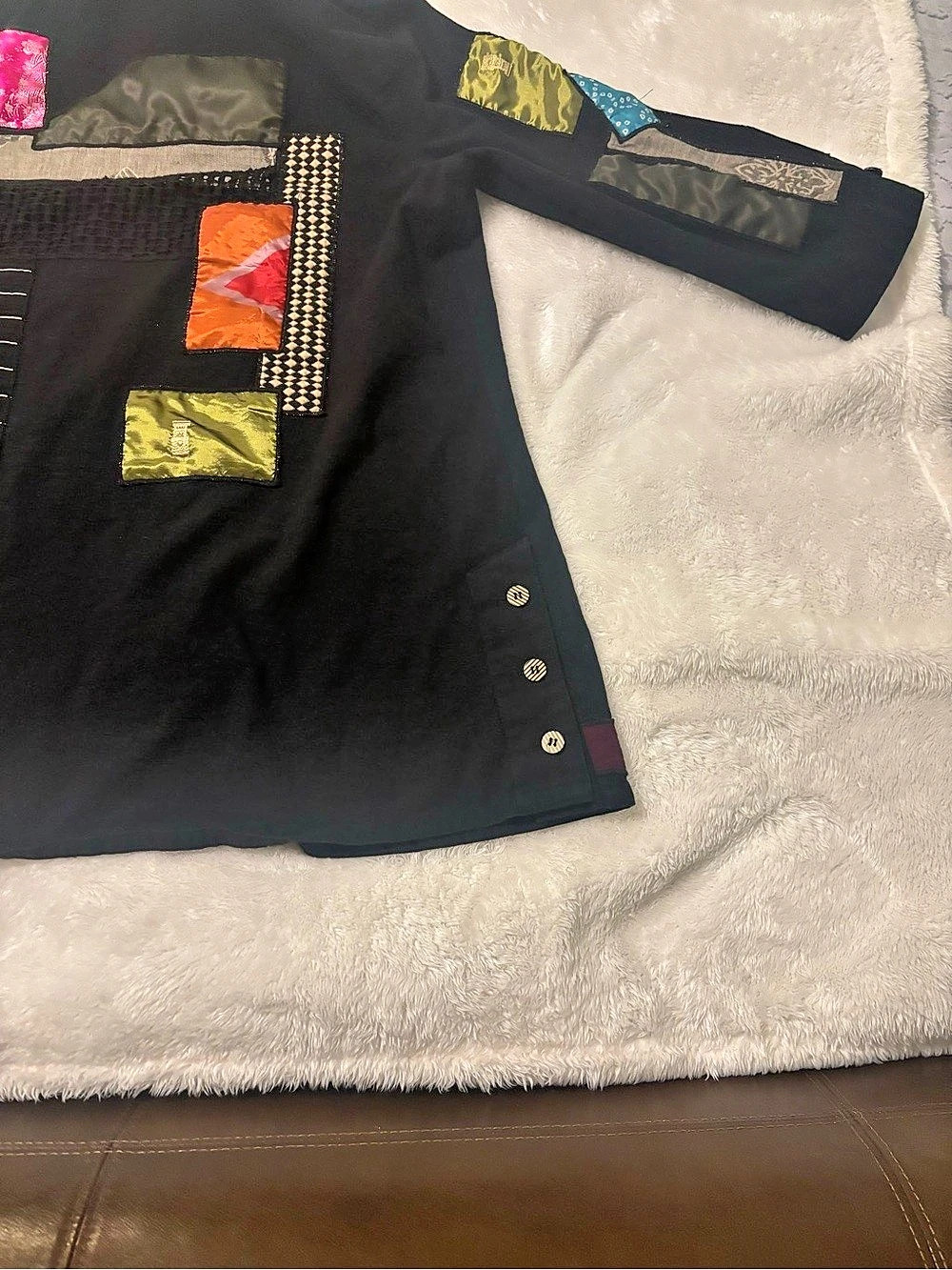 John Mark Abstract Patchwork Button Down Top - Picture 5 of 5